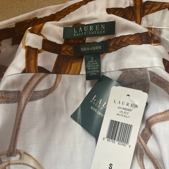NWT- WOMANS-LAUREN RALPH LAUREN  BRIDLE PRINT SHIRT - SIZE SMALL - Picture 7 of 7